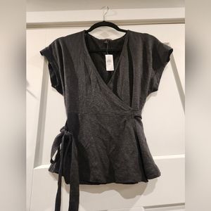 NWT BR linen peplum tie waist top. Size Petite S